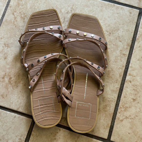 Dolce Vita women’s nude studded square toe strappy faux leather sandals size 9 - Picture 4 of 6